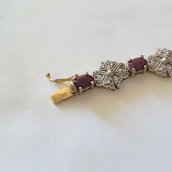 FAS 925 Art Deco Diamond & Ruby Bracelet - Picture 4 of 5